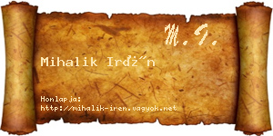 Mihalik Irén névjegykártya